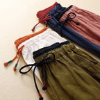 Avenlea — Breathable Linen Pants with Cinnamon Waistband for Summer Comfort (Navy Blue XS) - | Zavonix