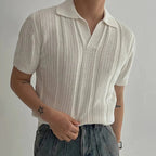 Arlenis — Lightweight Cotton Polo Shirt with Breathable V - Neck (White S) - | Zavonix