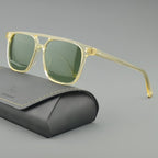 Aviator Sunglasses with Bold Frames (Dark Green / Light Gold ) - Sunglasses | Zavonix