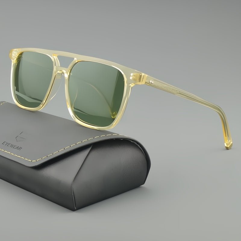 Aviator Sunglasses with Bold Frames (Dark Green / Light Gold ) - Sunglasses | Zavonix