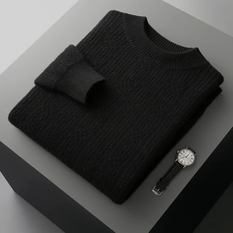 Avielon — Cashmere Merino Wool Sweater with Cozy Mock Neck (Black S) - | Zavonix