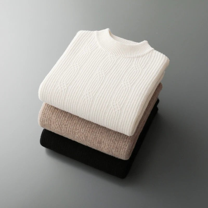 Avielon — Cashmere Merino Wool Sweater with Cozy Mock Neck (Black S) - | Zavonix