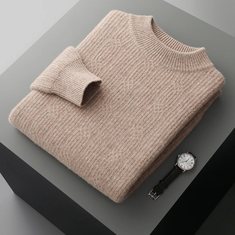 Avielon — Cashmere Merino Wool Sweater with Cozy Mock Neck (Camel S) - | Zavonix