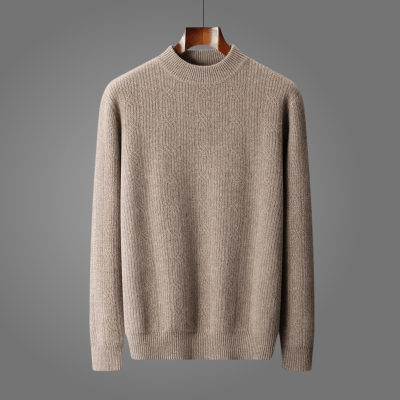 Avielon — Cashmere Merino Wool Sweater with Cozy Mock Neck (Camel S) - | Zavonix