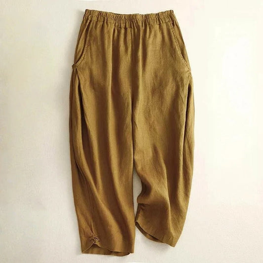 Liora Linen Pants — Breathable Casual Trousers with Gathered Waist