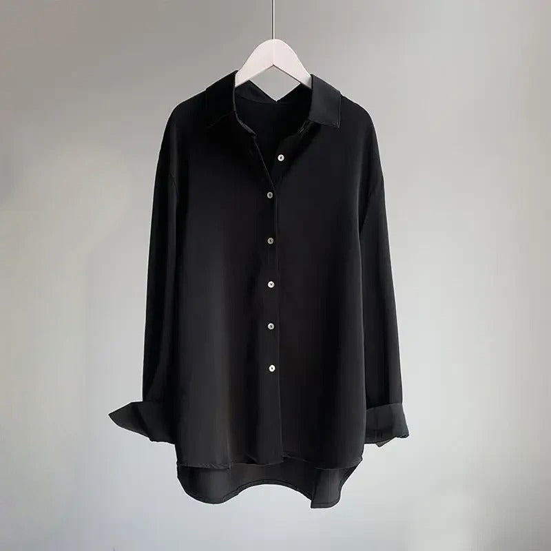 Silk-Infused Soft Blouse with Flowing Silhouette and Delicate Sheen