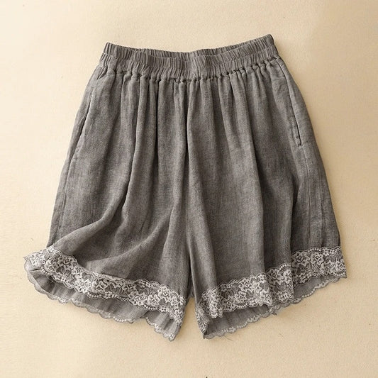 Linora — Lightweight Linen Shorts with Scalloped Hem Detail