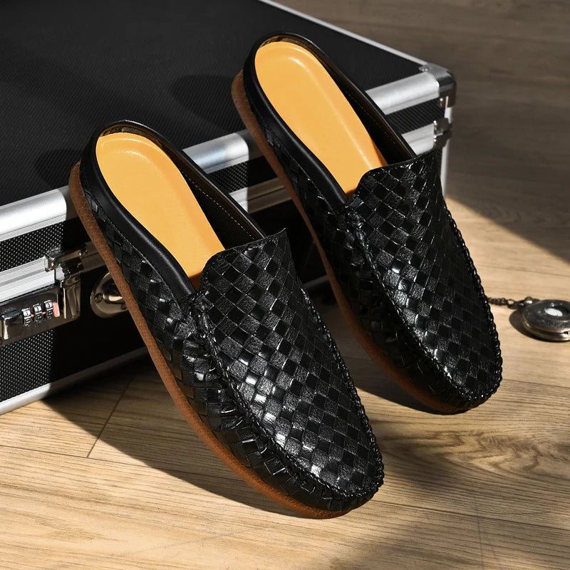 Briens Pantoletten | Handgewebtes Leder