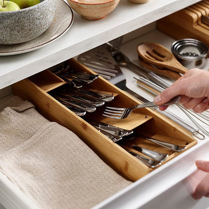 Bamboo Cutlery Organizer – Space-Saving Kitchen Drawer Solution 0