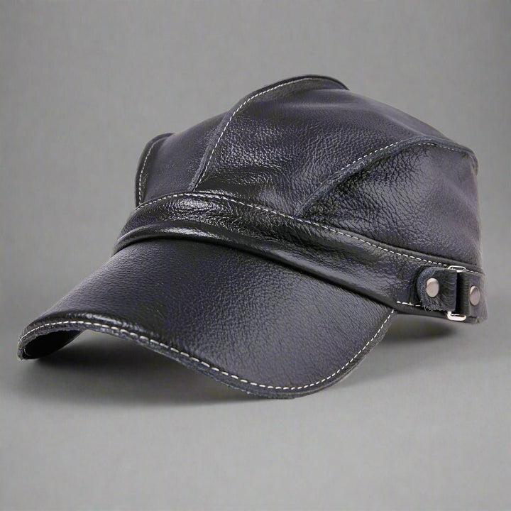 "Barrington" Genuine Leather Hat (Dark Blue S) - | Zavonix