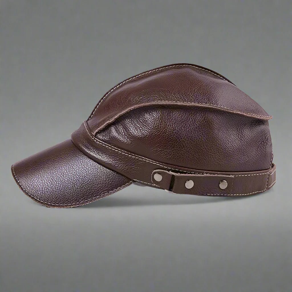 "Barrington" Genuine Leather Hat (Dark Brown S) - | Zavonix