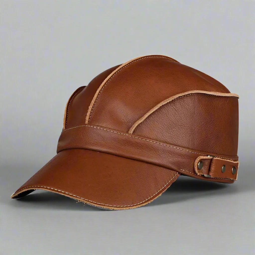 "Barrington" Genuine Leather Hat (Dark Brown S) - | Zavonix