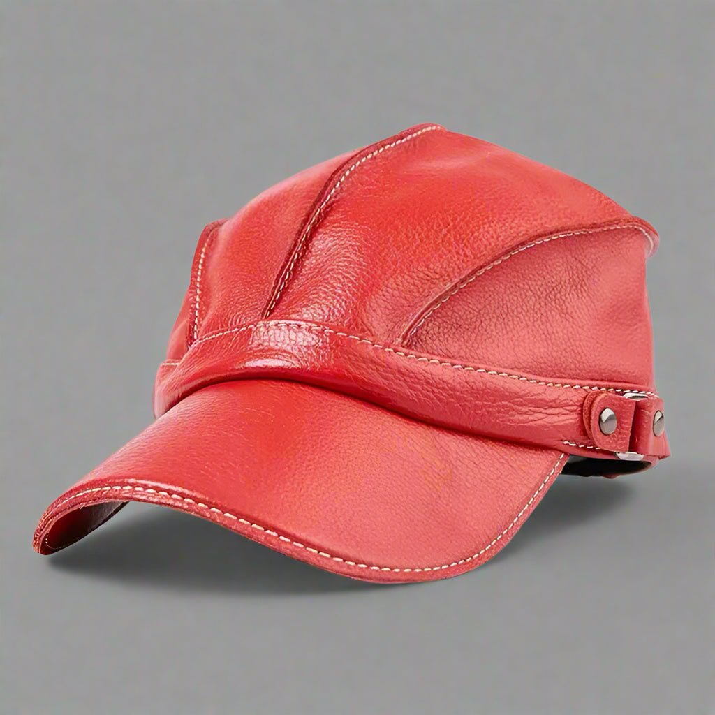 "Barrington" Genuine Leather Hat (Red S) - | Zavonix