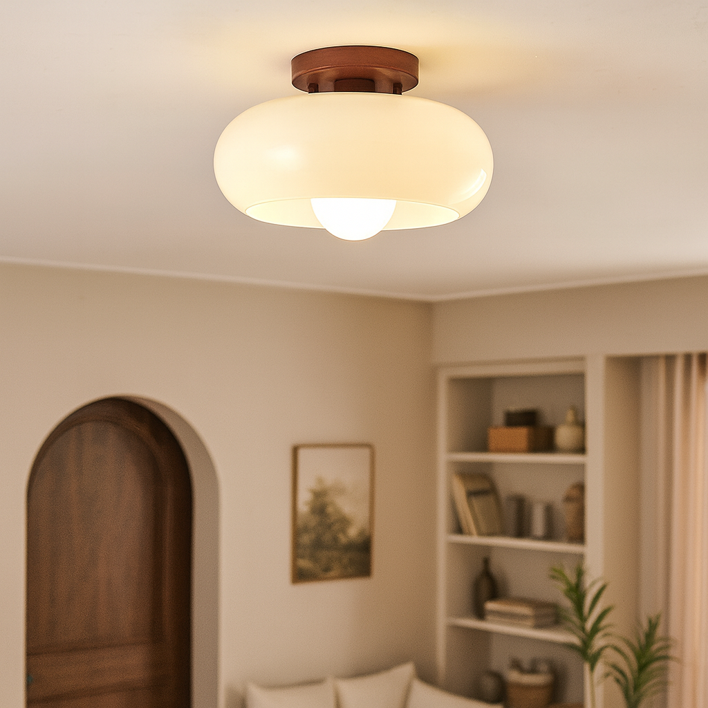 Bauhaus Cream Glass Flush Mount Ceiling Light Product Image 01