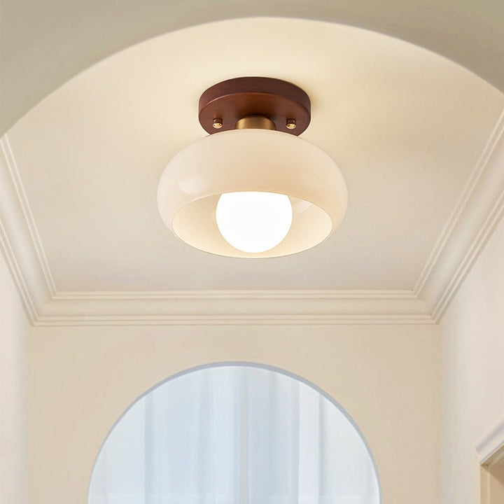 Bauhaus Cream Glass Flush Mount Ceiling Light Product Image 02