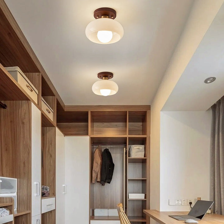 Bauhaus Cream Glass Flush Mount Ceiling Light Product Image 03