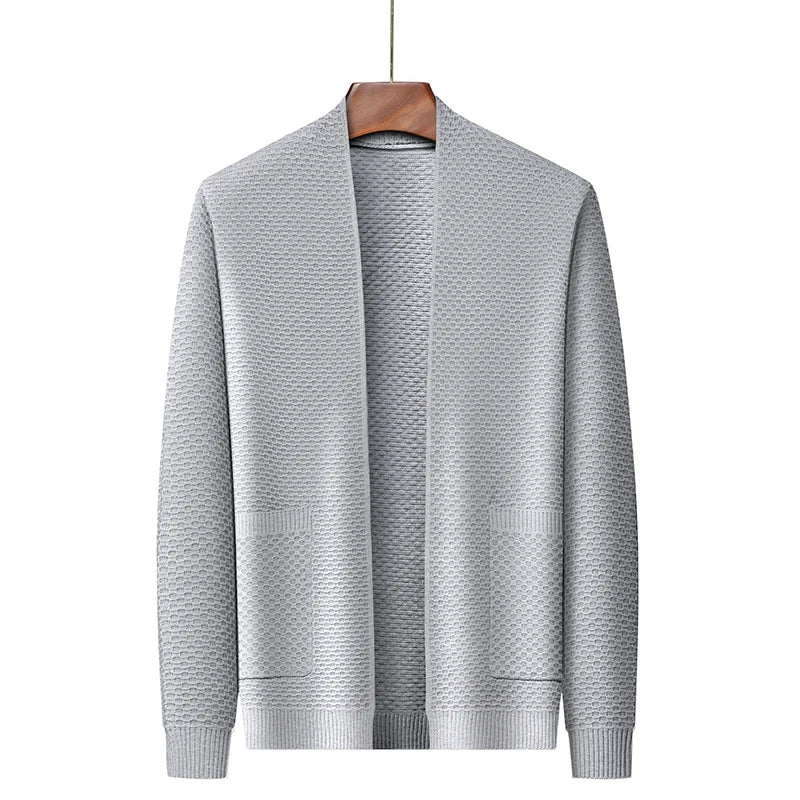 Faro Men's Cardigan Sweater | Premium Cotton Jacquard, Modern Fit