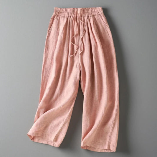 Liora — Women's Breathable Linen Trousers with Adjustable Waist