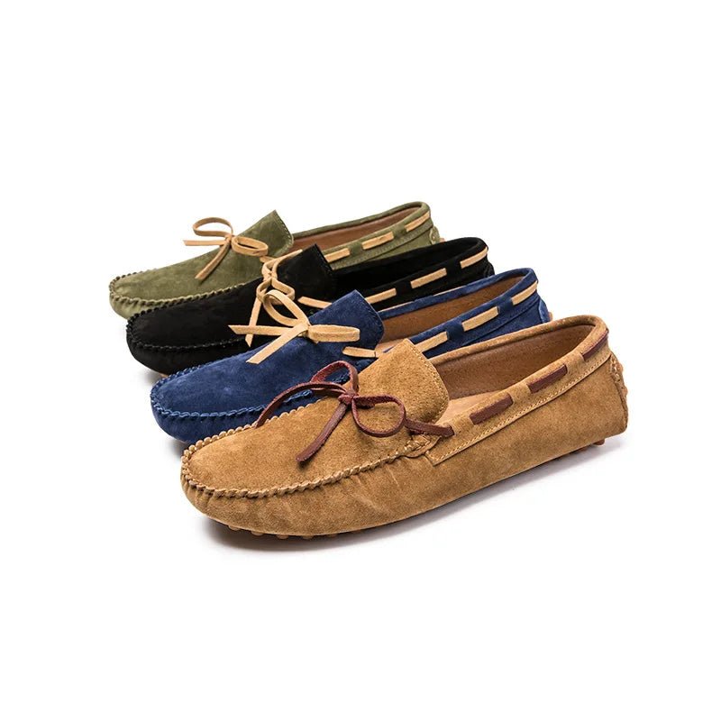 "Belfort" Suede Slip - On Loafers (Black 6) - | Zavonix