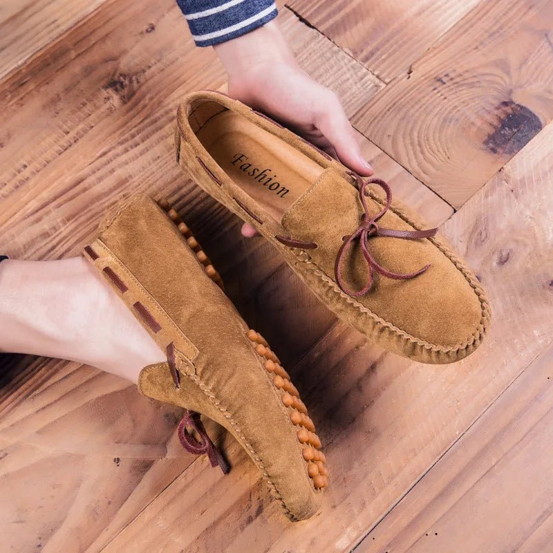 "Belfort" Suede Slip - On Loafers (Black 6) - | Zavonix
