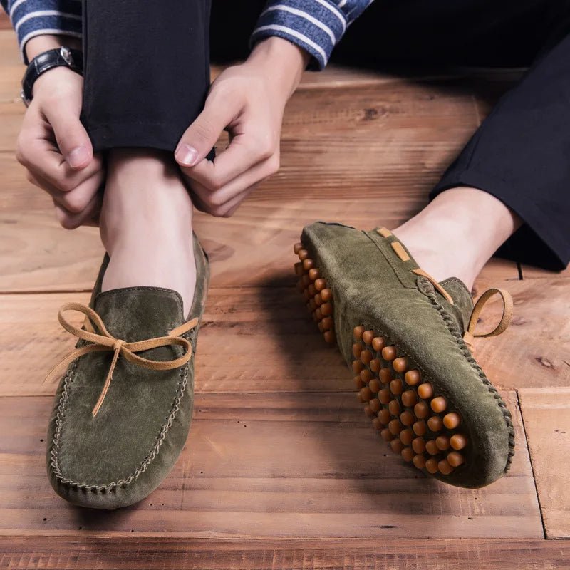 "Belfort" Suede Slip - On Loafers (Black 6) - | Zavonix