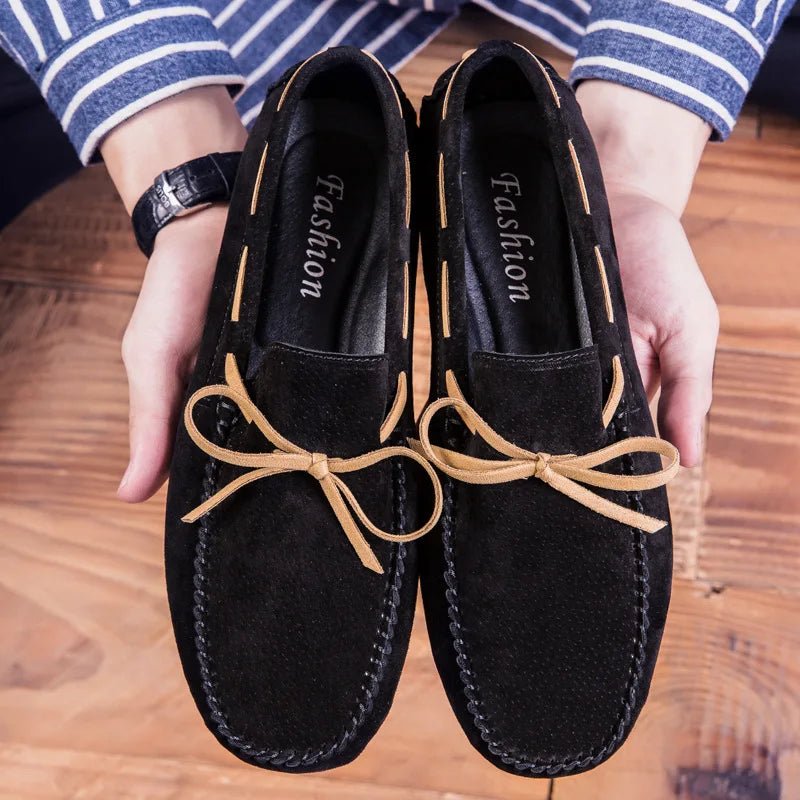 "Belfort" Suede Slip - On Loafers (Black 6) - | Zavonix