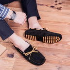 "Belfort" Suede Slip - On Loafers (Black 6) - | Zavonix