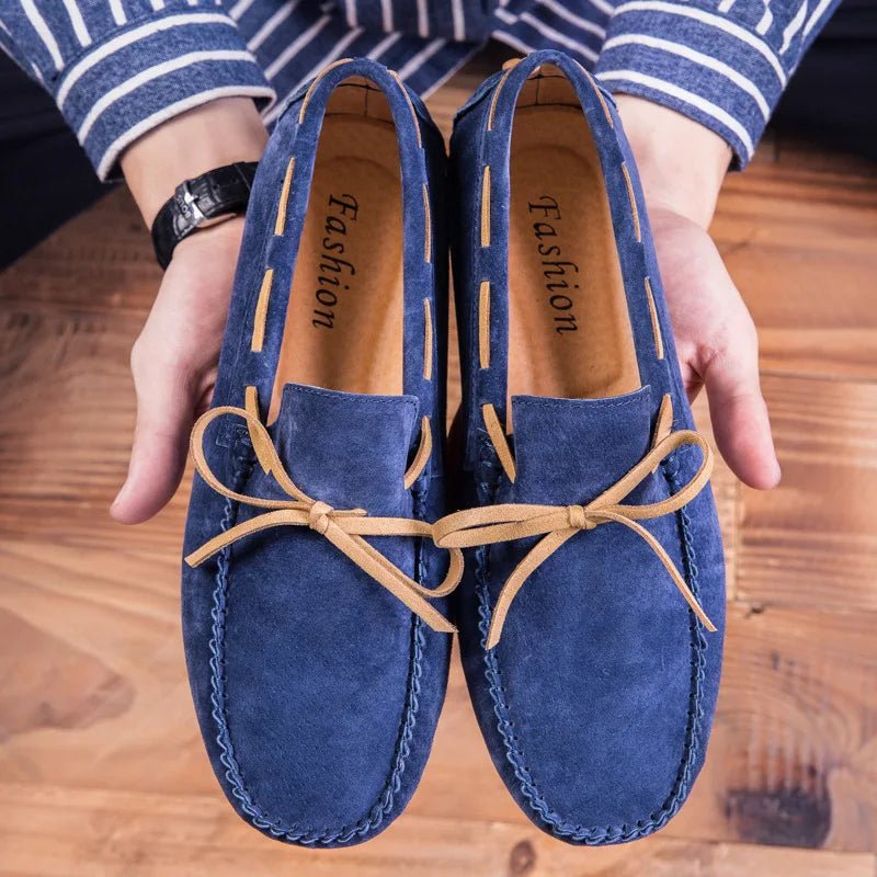 "Belfort" Suede Slip - On Loafers (Blue 6) - | Zavonix