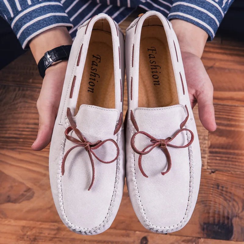 "Belfort" Suede Slip - On Loafers (Cream 6) - | Zavonix