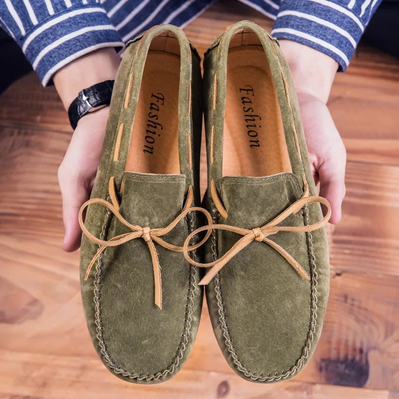 "Belfort" Suede Slip - On Loafers (Green 6) - | Zavonix