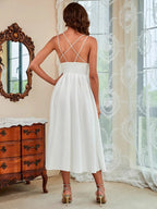 Bella Women's Midi Dress | Adjustable Straps, Elegant Tulle