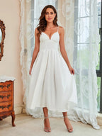 Bella Women's Midi Dress | Adjustable Straps, Elegant Tulle