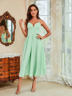 Bella Women's Midi Dress | Adjustable Straps, Elegant Tulle