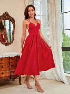 Bella Women's Midi Dress | Adjustable Straps, Elegant Tulle