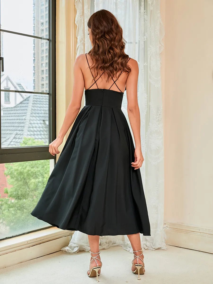 Bella Women's Midi Dress | Adjustable Straps, Elegant Tulle