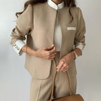 "Belle" Two Piece Ensemble (Beige S) - Women suit set | Zavonix