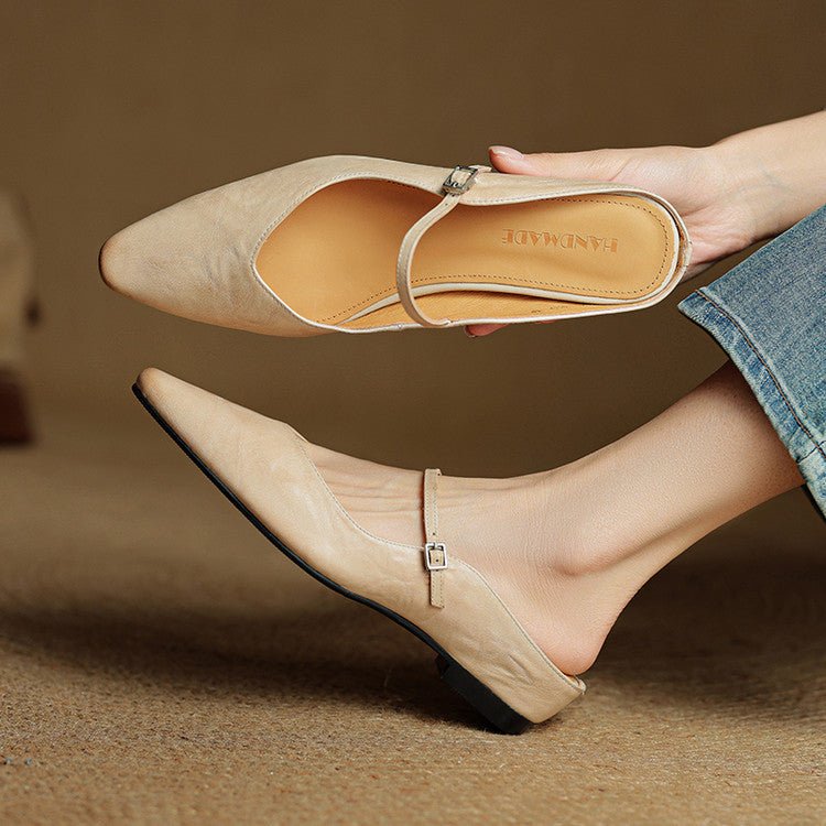 Belleza Genuine Leather Pointed - Toe Slip - Ons (Beige US 4 / EU 35) - | Zavonix