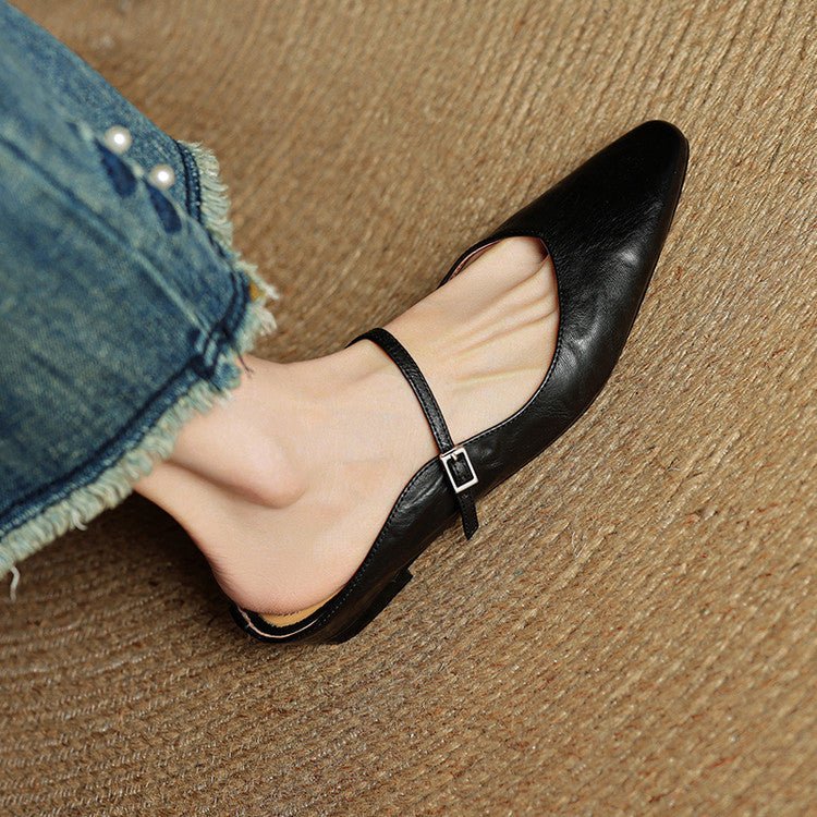 Belleza Genuine Leather Pointed - Toe Slip - Ons (Black US 4 / EU 35) - | Zavonix