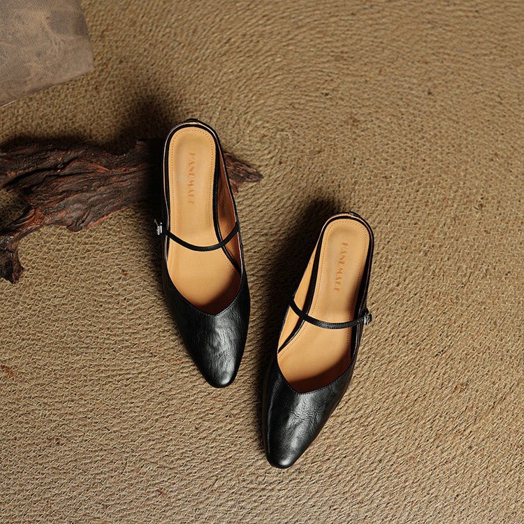 Belleza Genuine Leather Pointed - Toe Slip - Ons (Black US 4 / EU 35) - | Zavonix