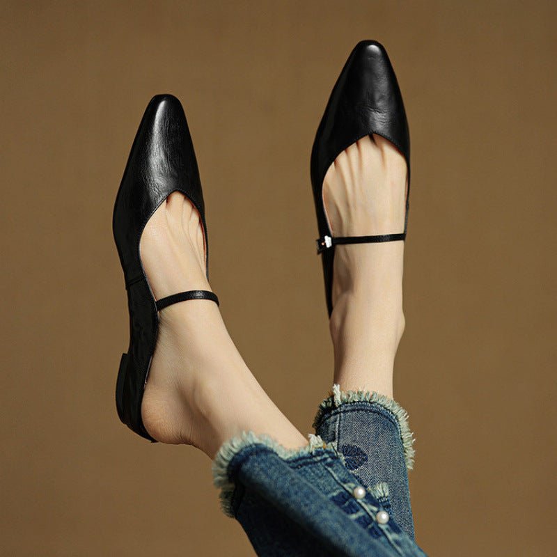 Belleza Genuine Leather Pointed - Toe Slip - Ons (Black US 4 / EU 35) - | Zavonix