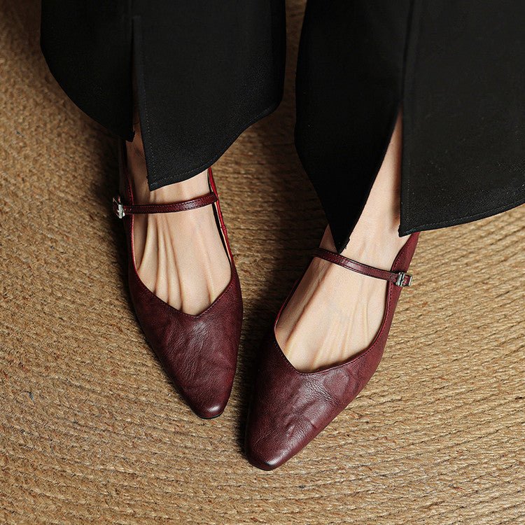 Belleza Genuine Leather Pointed - Toe Slip - Ons (Black US 4 / EU 35) - | Zavonix