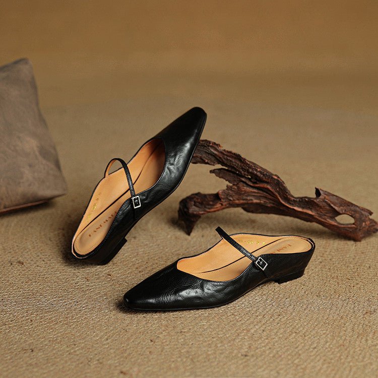 Belleza Genuine Leather Pointed - Toe Slip - Ons (Black US 4 / EU 35) - | Zavonix