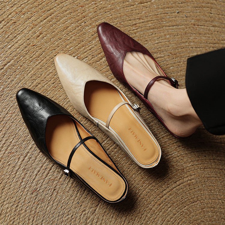 Belleza Genuine Leather Pointed - Toe Slip - Ons (Black US 4 / EU 35) - | Zavonix
