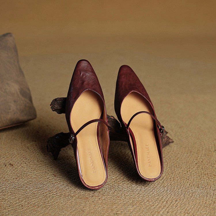 Belleza Genuine Leather Pointed - Toe Slip - Ons (Black US 4 / EU 35) - | Zavonix