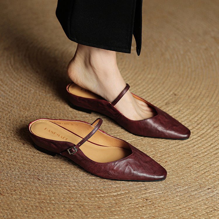 Belleza Genuine Leather Pointed - Toe Slip - Ons (Maroon US 4 / EU 35) - | Zavonix