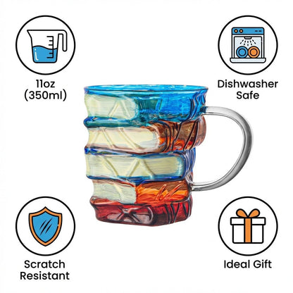 Biblio Book Mug | Borosilicate Glass, Artistic Design