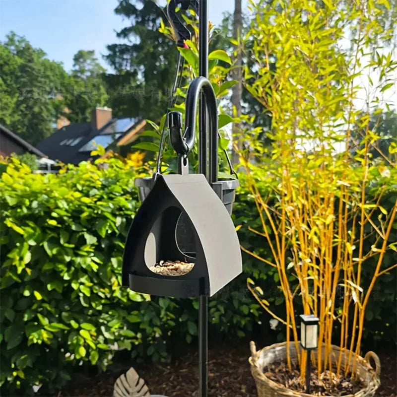 Bird Feeder with Weather-Protective Roof and Durable Plastic Construction | Outdoor Birdwatching Use 1