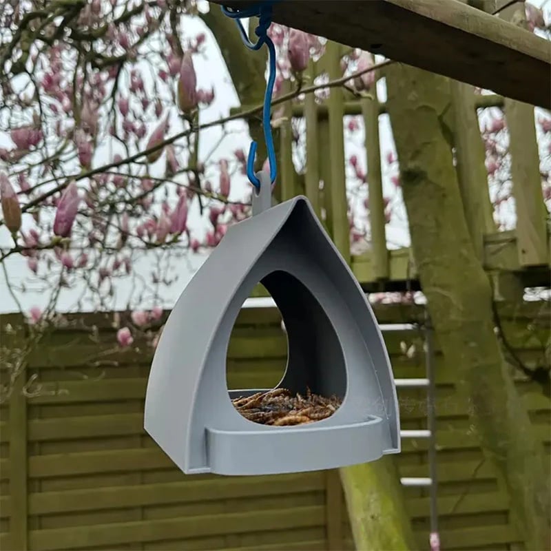 Bird Feeder with Weather-Protective Roof and Durable Plastic Construction | Outdoor Birdwatching Use 0