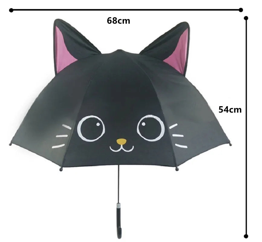 Black cat umbrella measuring 68 cm wide and 54 cm tall