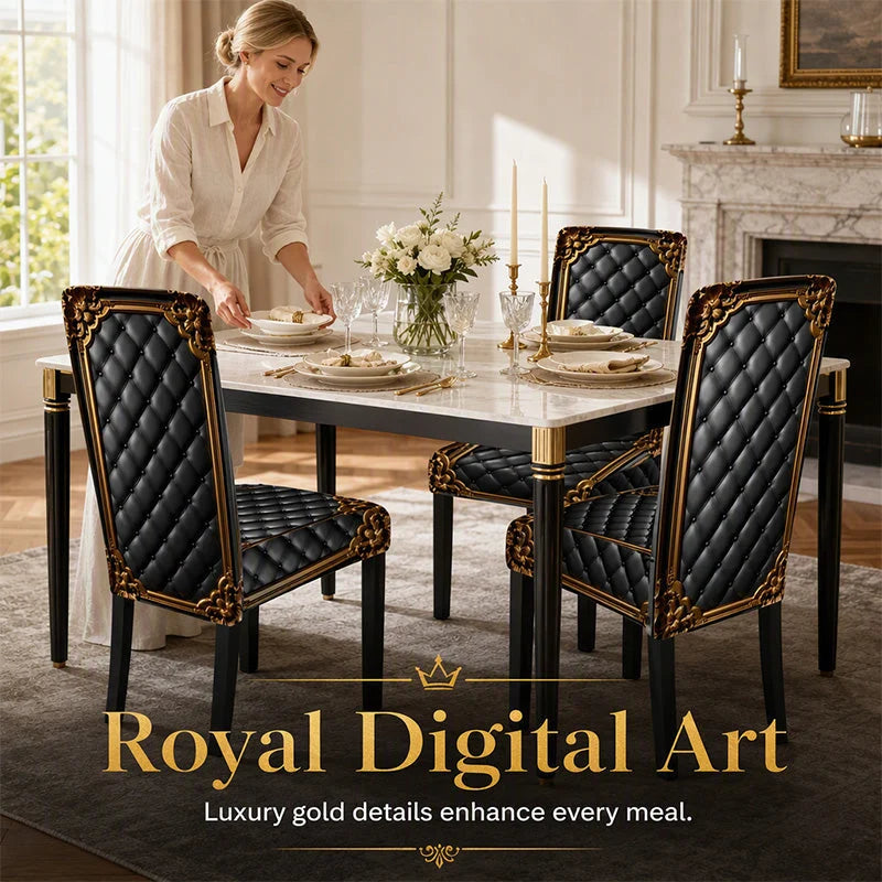 Black Gold Stretch Dining Chair Cover Product Image 06